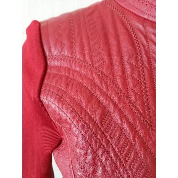 NYGARD COLLECTION red leather blazer jacket 0X - Picture 2 of 6